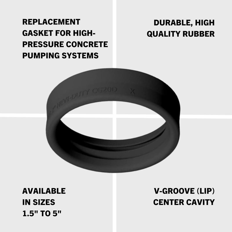 Con Forms 5" Snap Clamp Coupling Gasket Hevi-Duty Concrete Pumping Placing Line Replacement Rubber Gasket, Box of 4 (CG50D-4) - Image 2